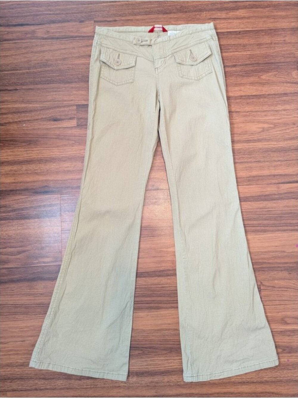 Low Rise Khaki Flare Jeans